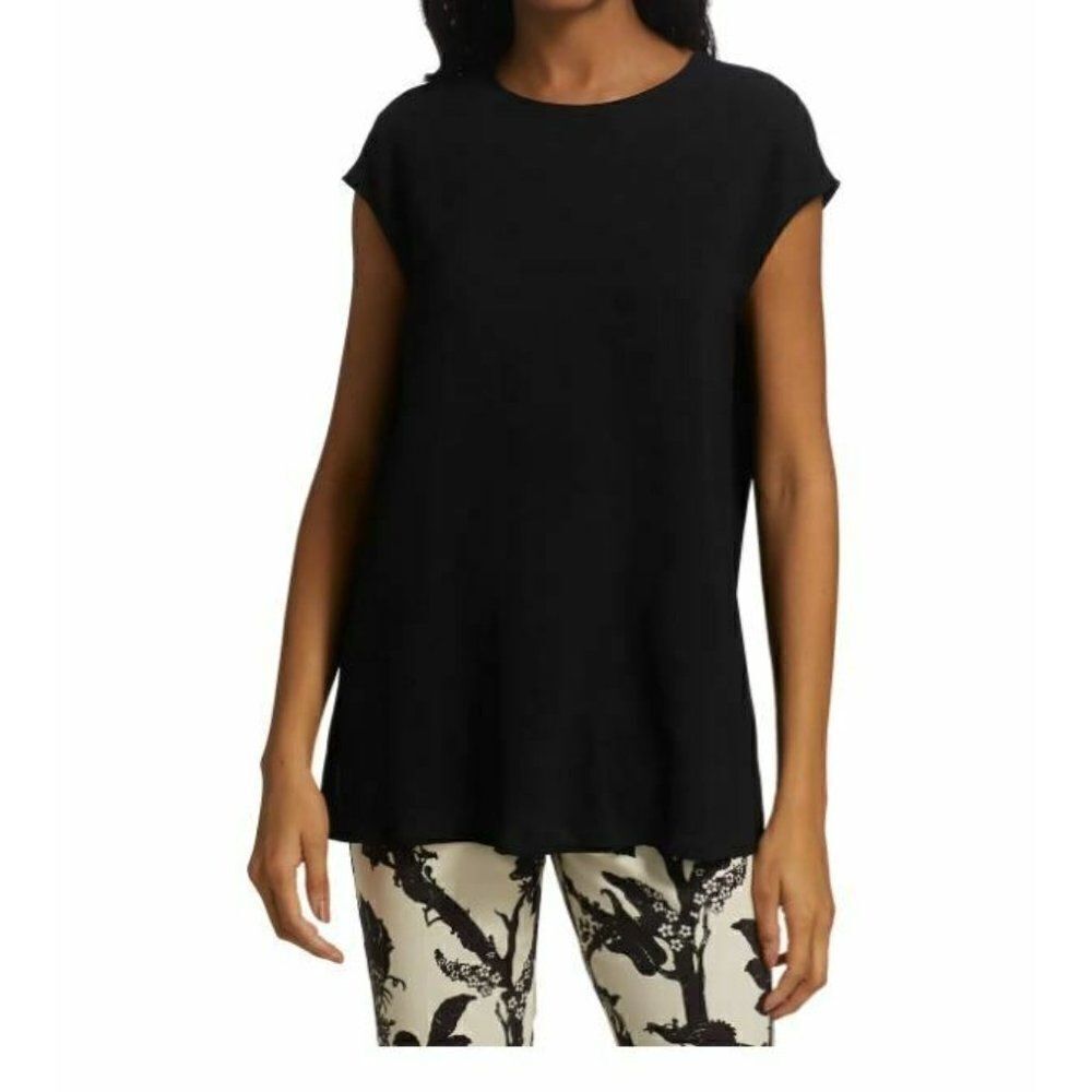 Max Mara Womens Renoir Blouse Top Shirt Cap sleeve Sz 14 L Black Made Italy NWT